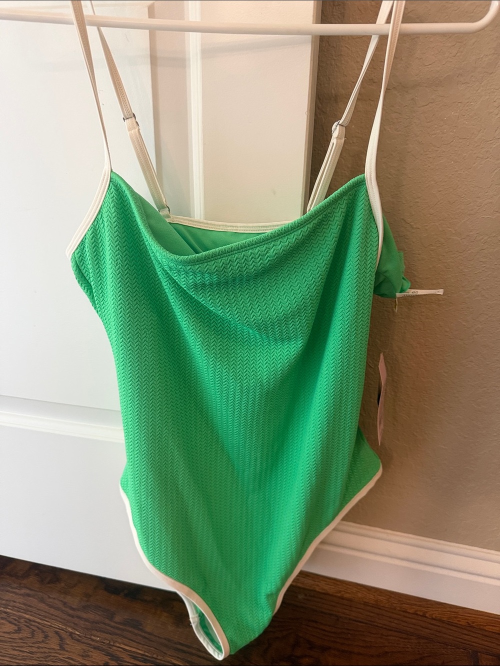 Target Green Textured Bathing suit with Cream Trim